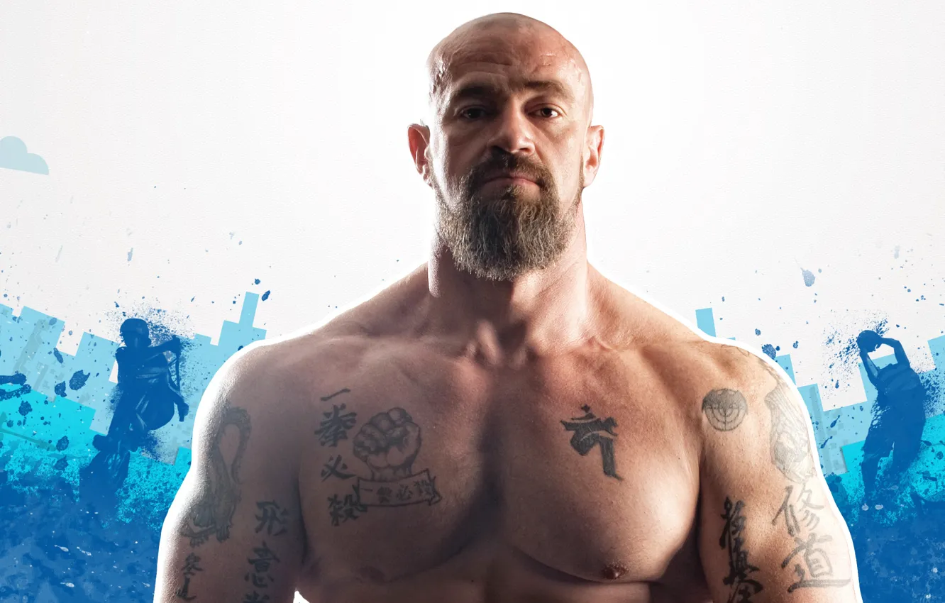 Photo wallpaper look, actor, Muscle, tattoo, athlete, beard, muscle, tattoo