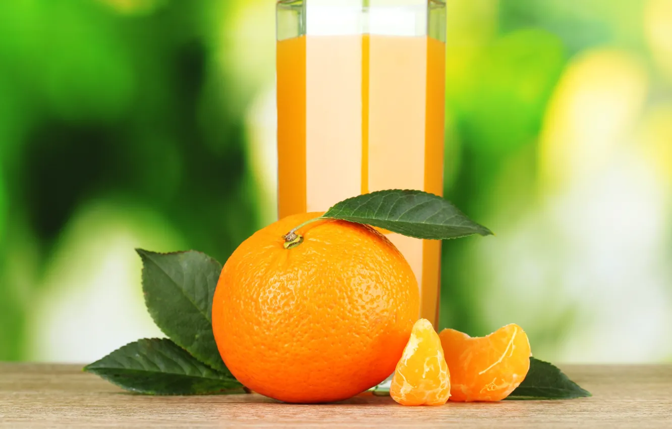 Photo wallpaper glass, orange, juice, citrus, Mandarin