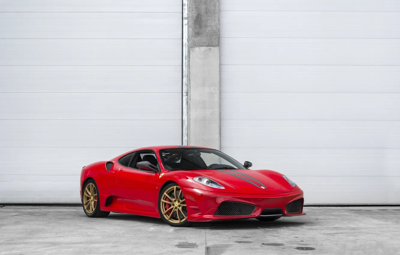 Photo wallpaper red, Ferrari, red, gold, Ferrari, drives, the Scuderia, f430 scuderia