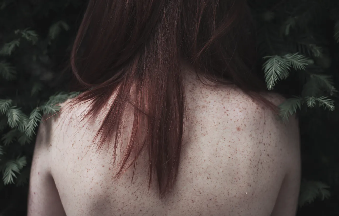 Photo wallpaper back, freckles, herringbone, curls, needles, Greta Larosa