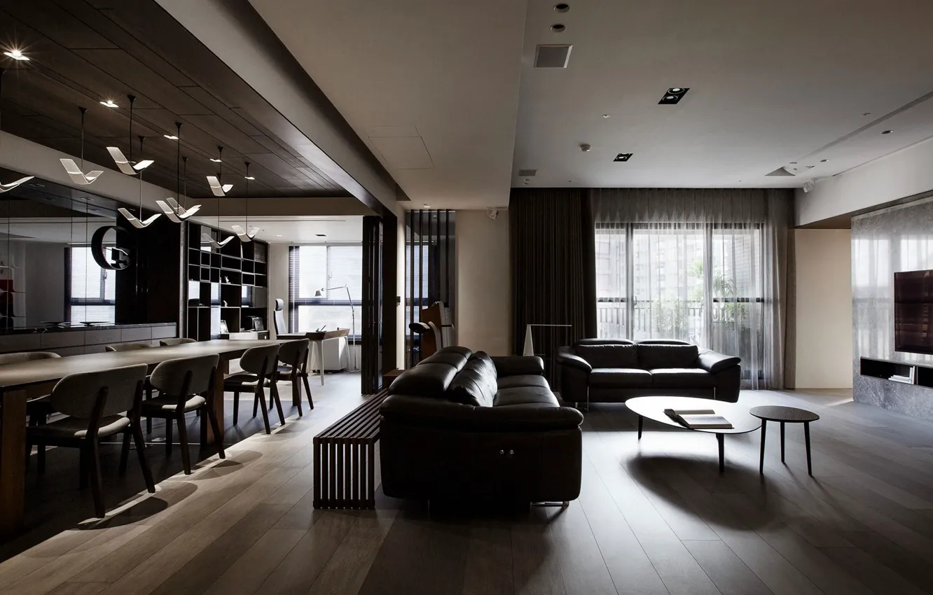 Photo wallpaper interior, living room, dining room, Apartment In Taiwan, The Wang House