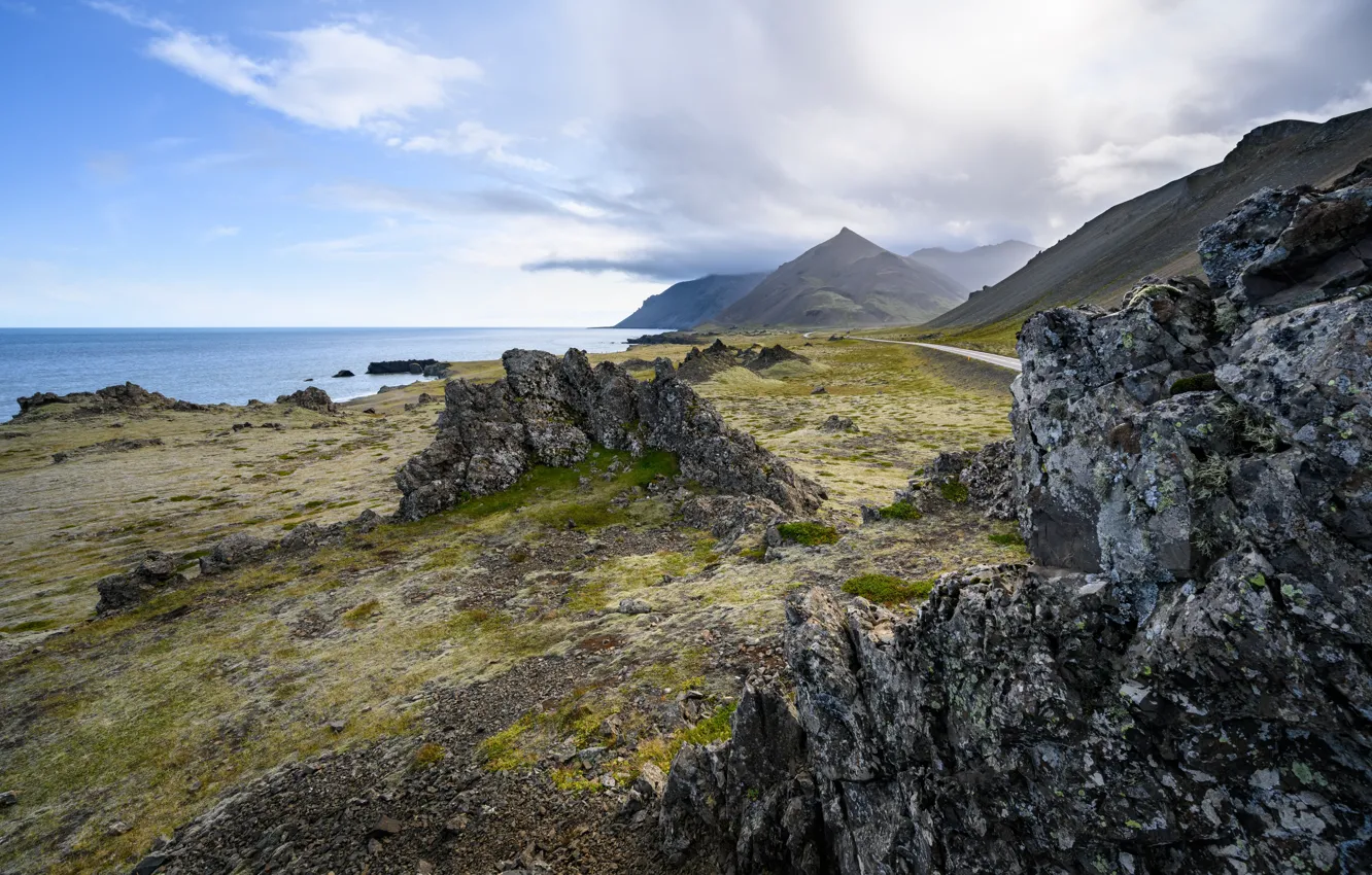 Photo wallpaper mountains, rocks, coast, Iceland
