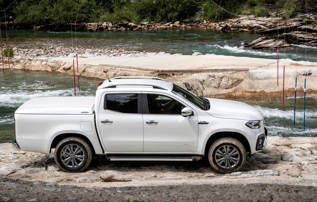 Photo wallpaper white, Mercedes-Benz, side view, pickup, 2018, X-Class