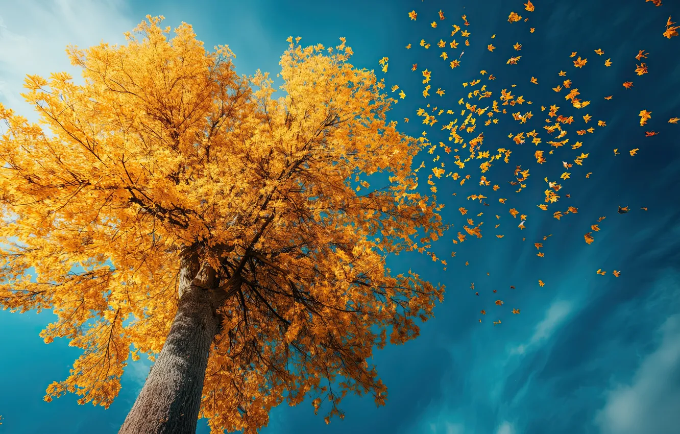 Photo wallpaper nature, autumn, leaves, tree
