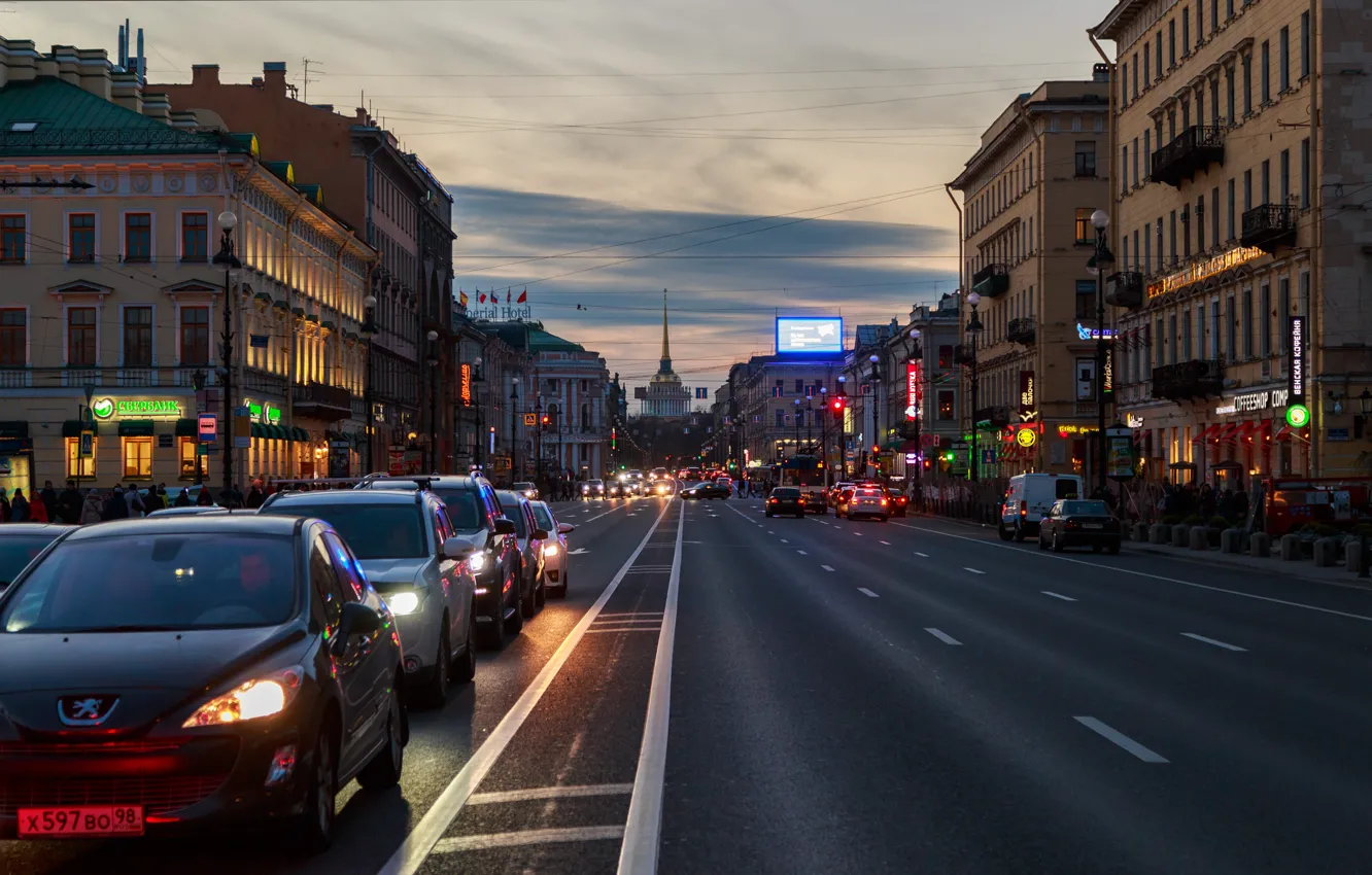 Photo wallpaper road, the city, Saint-Petersburg.