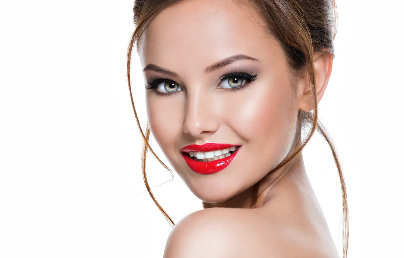 Photo wallpaper girl, smile, portrait, makeup, model, Valua Vitaly