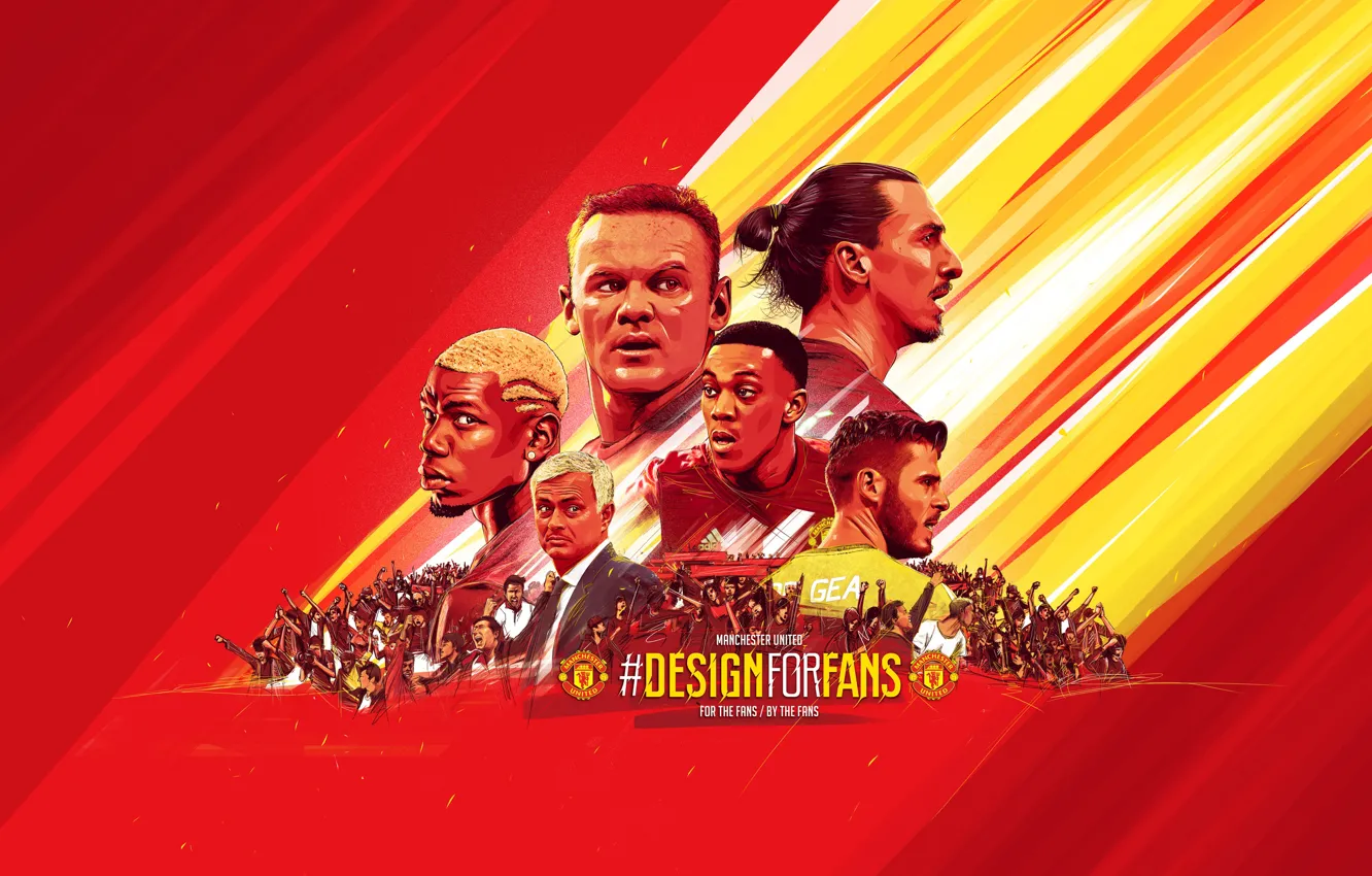 Photo wallpaper wallpaper, sport, football, Manchester United, fans, coach, players
