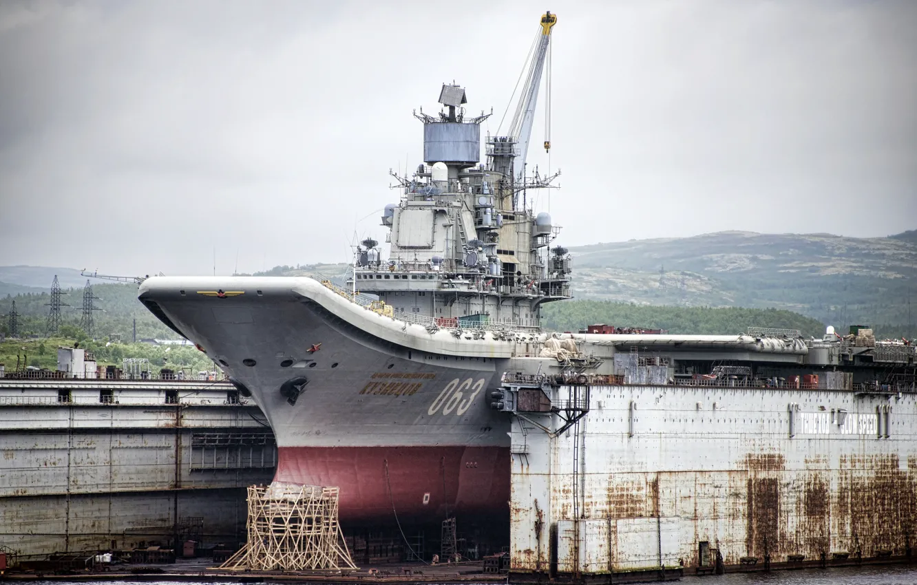 Photo wallpaper Doc, repair, cruiser, heavy, aircraft carrier, "Admiral Kuznetsov"