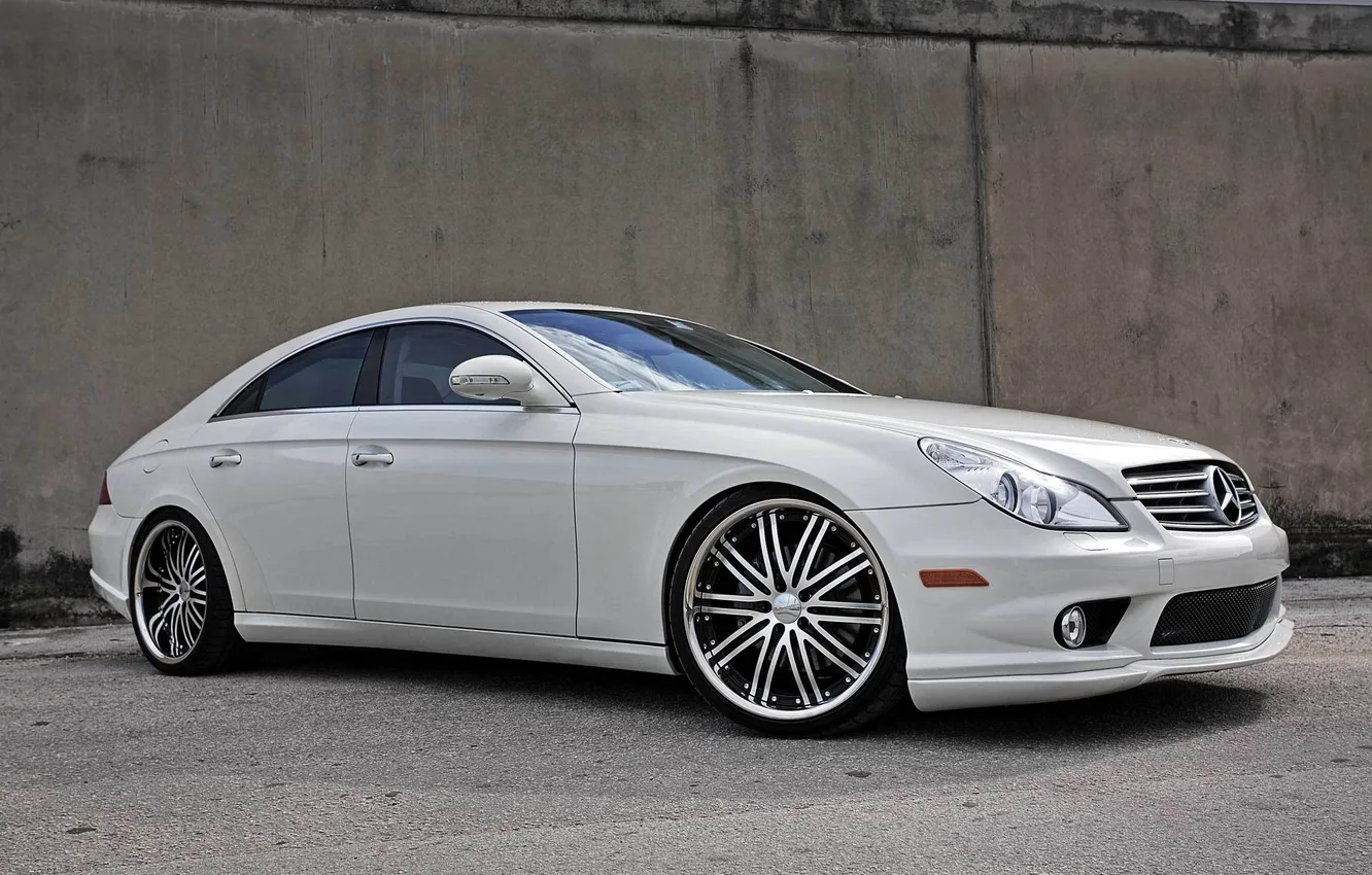 Photo wallpaper white, CLS, Mercedes, sedan, drives, Mercedes, platform