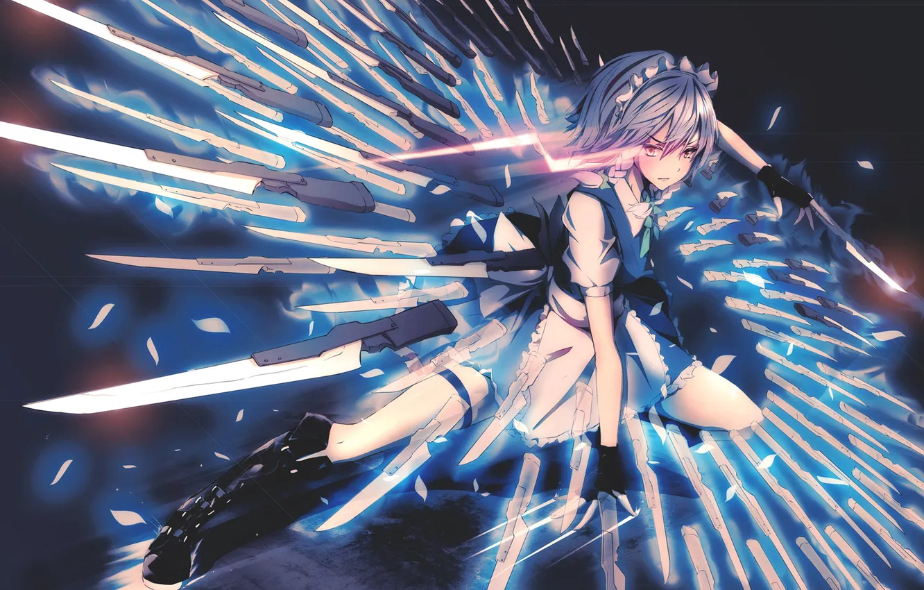 Photo wallpaper girl, dagger, braid, touhou, Izayoi Sakuya
