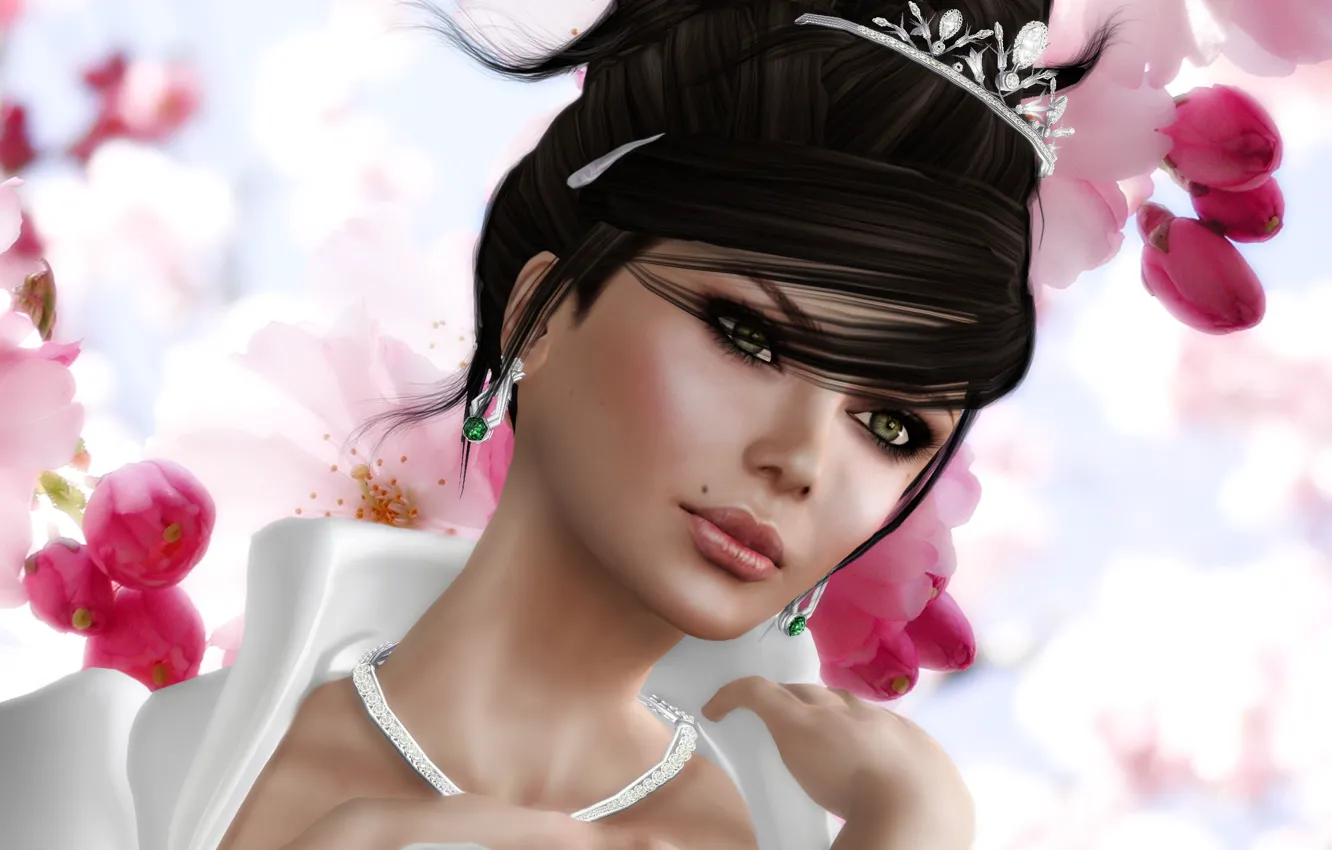 Photo wallpaper look, girl, decoration