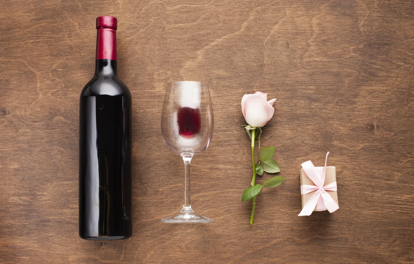 Photo wallpaper wine, romantic, flat, arrangement, lay