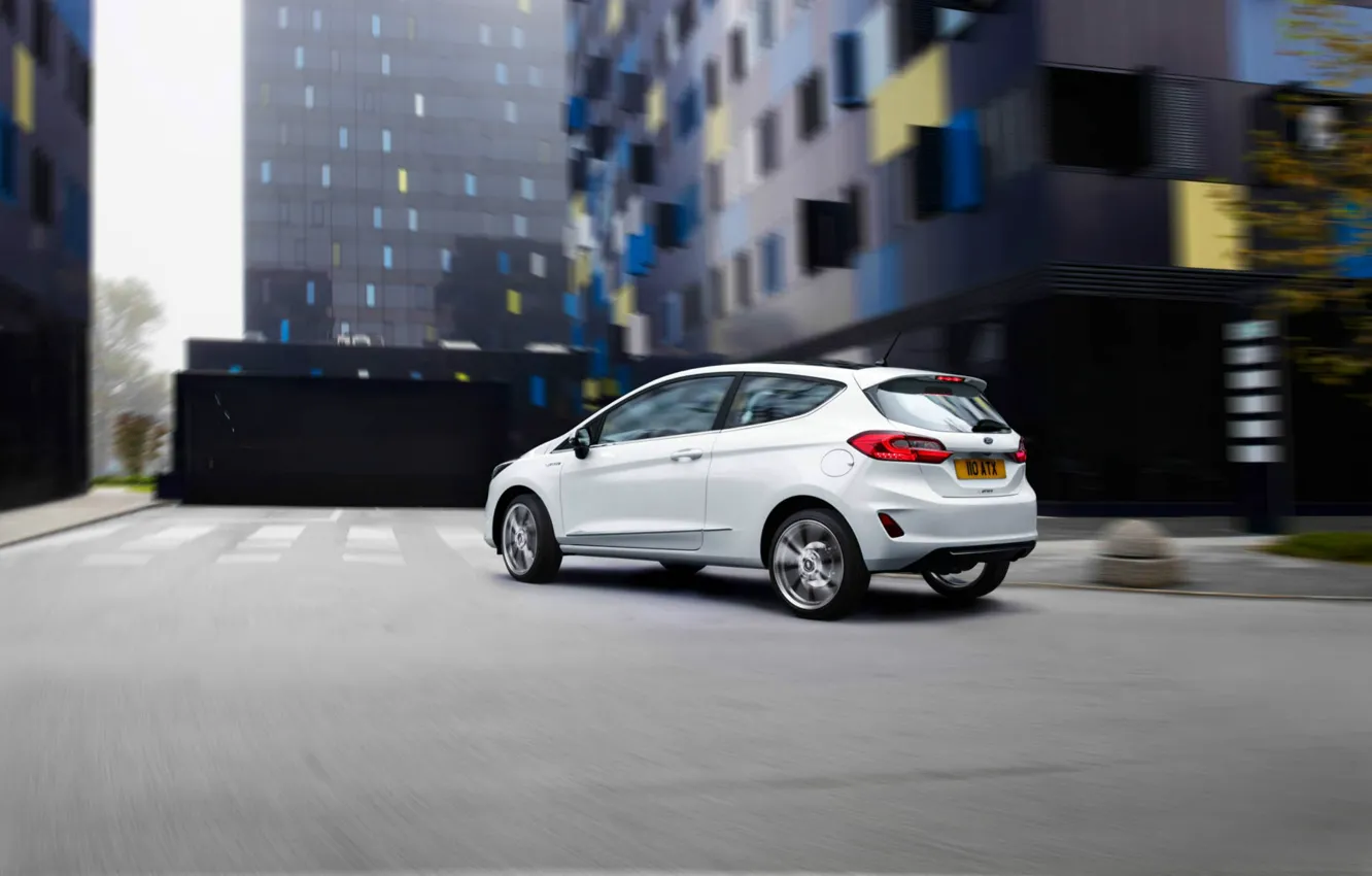 Photo wallpaper white, Ford, Fiesta, hatchback, 2017, Vignale