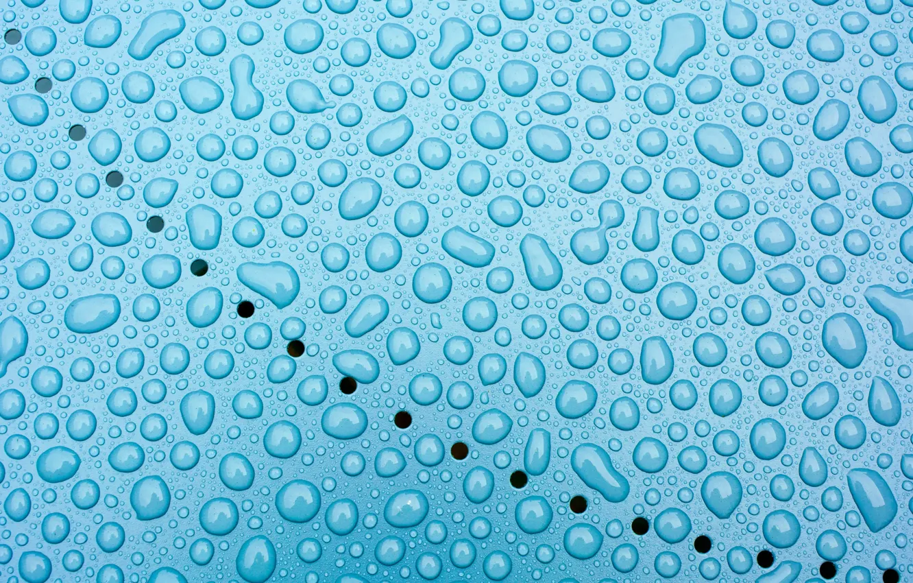 Photo wallpaper drops, blue, holes