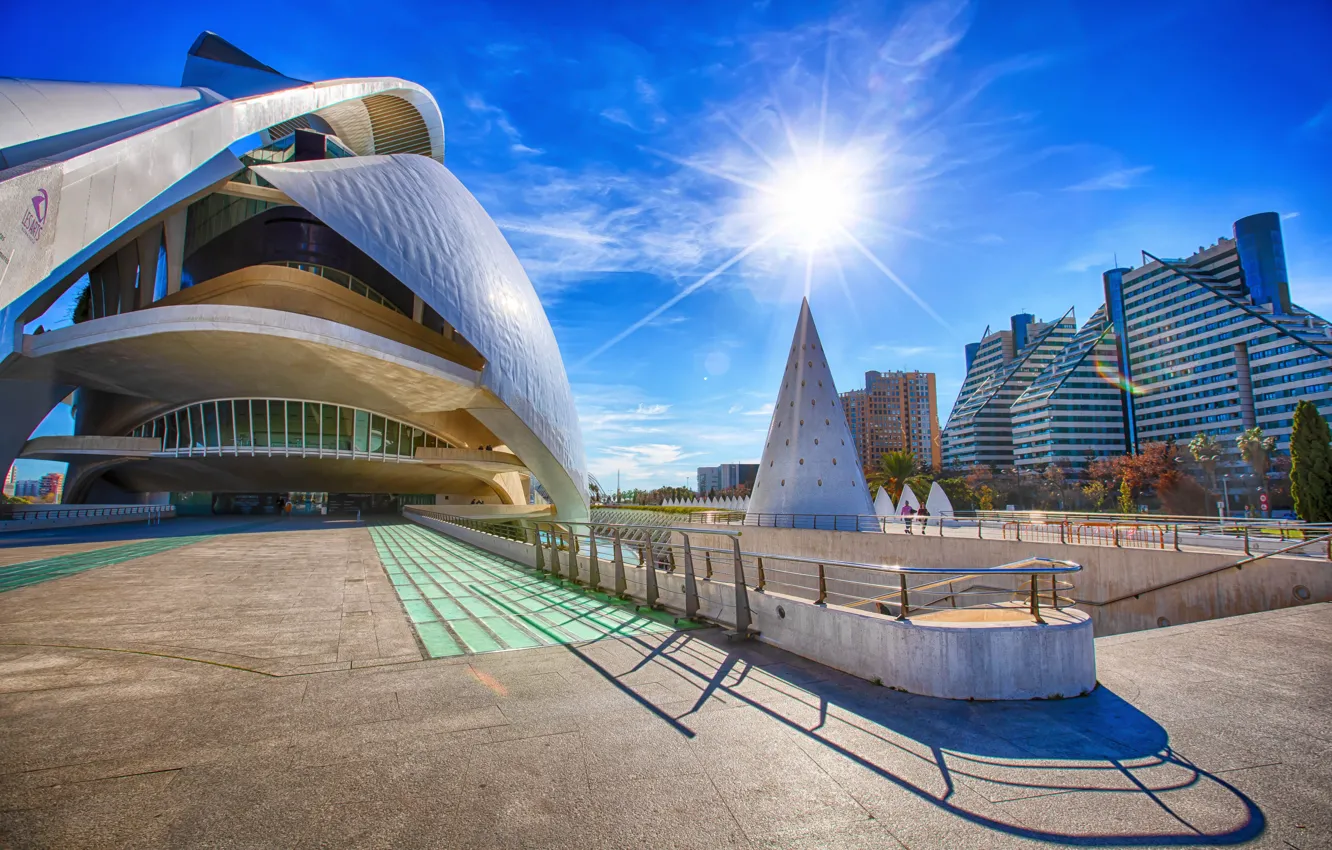 Photo wallpaper the sky, the sun, Spain, Valencia