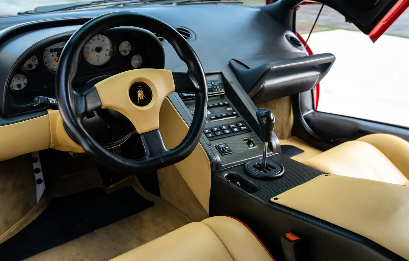 Photo wallpaper Lamborghini, Diablo, car interior, Lamborghini Diablo SE30