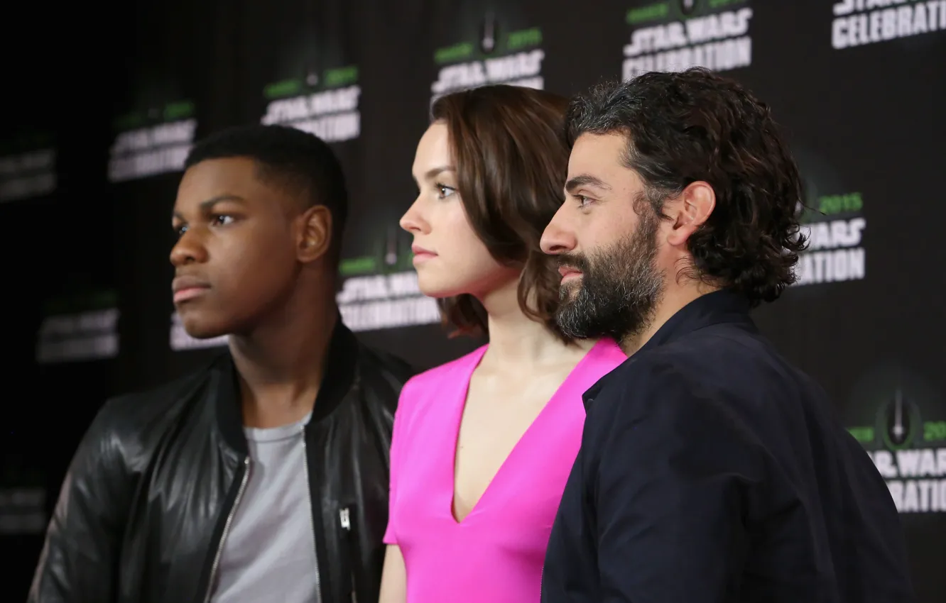 Photo wallpaper Oscar Isaac, Daisy Ridley, John Boyega, Star Wars Celebration