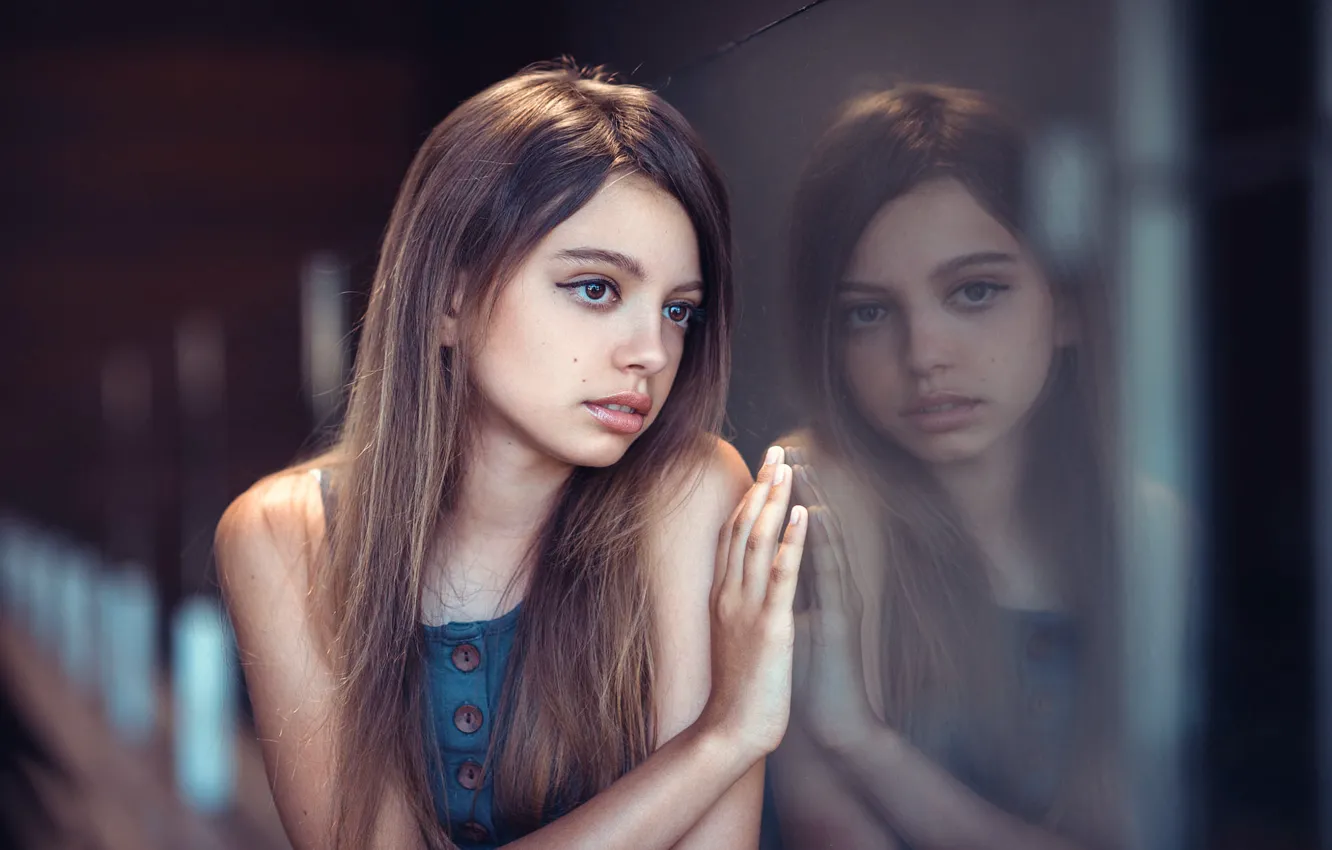 Photo wallpaper reflection, sponge, reflection, brown-eyed