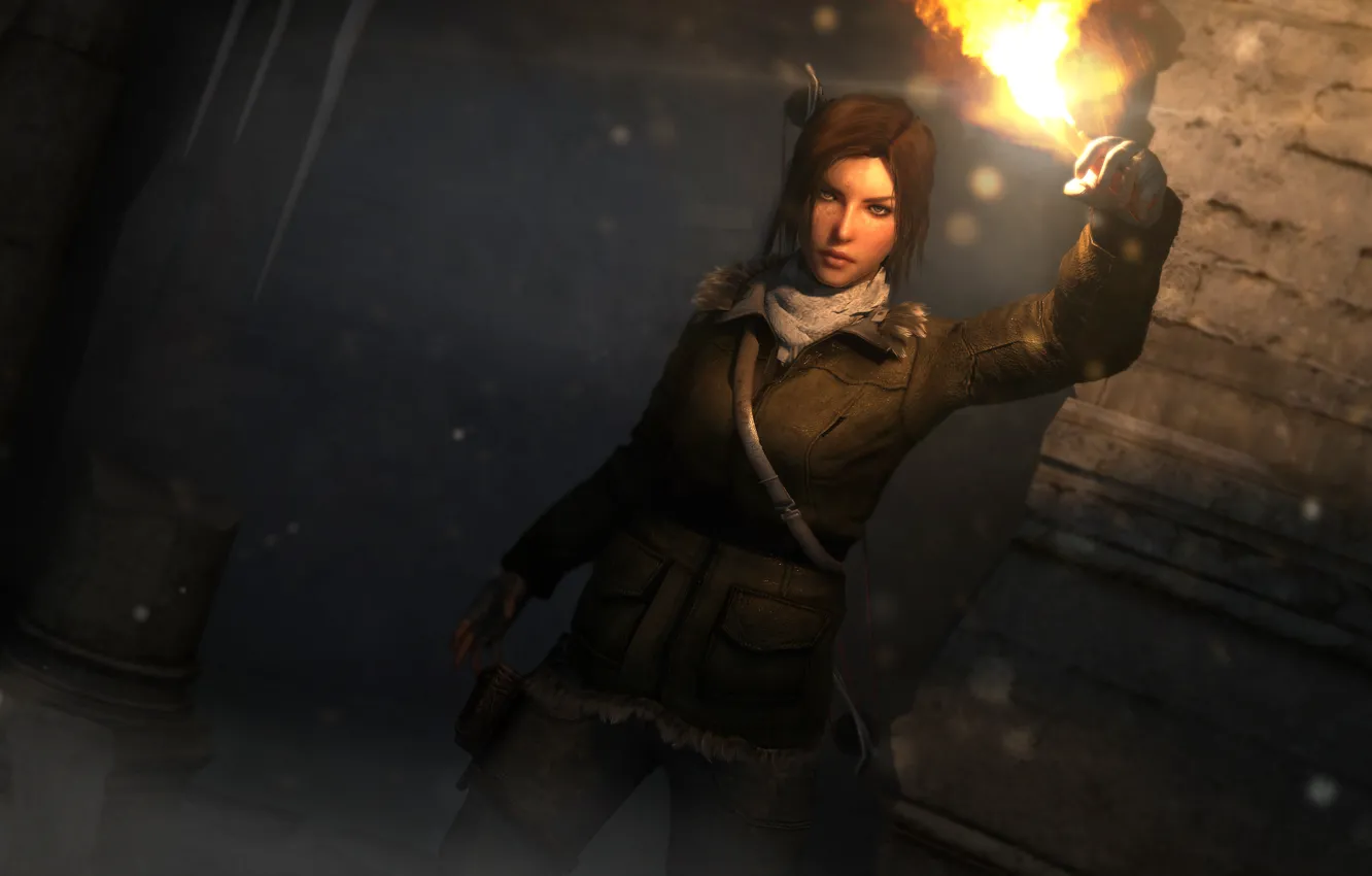 Photo wallpaper girl, torch, lara croft, tomb raider, Rise of the Tomb Raider
