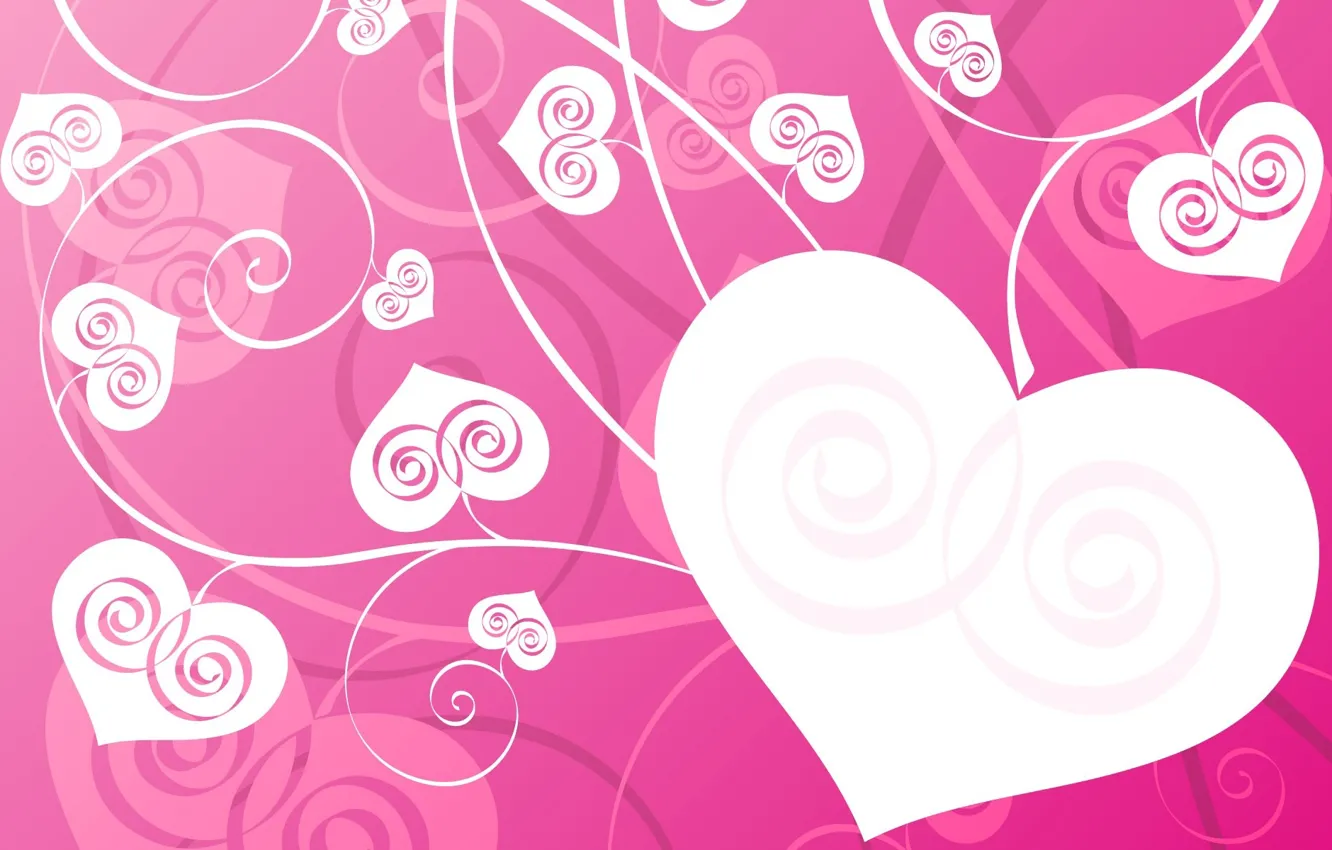 Photo wallpaper background, heart, pink