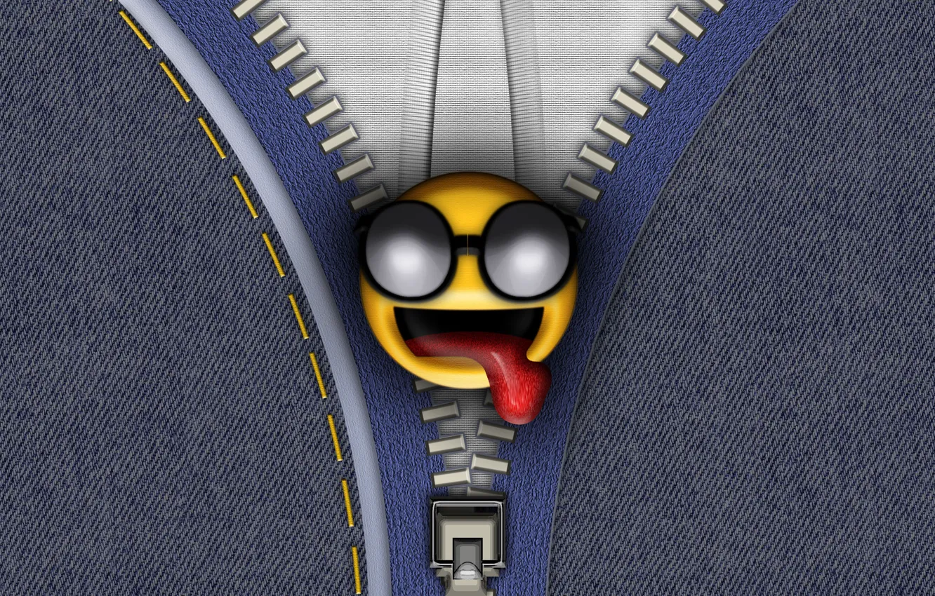 Photo wallpaper language, humor, smile, jeans, Fly