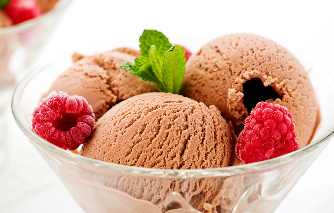 Photo wallpaper raspberry, chocolate, berry, ice cream, dessert, sweet, chocolate, sweet