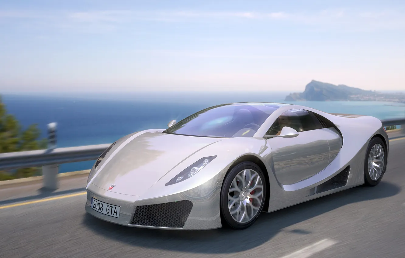 Photo wallpaper road, sea, car, Concept, McLaren, speed