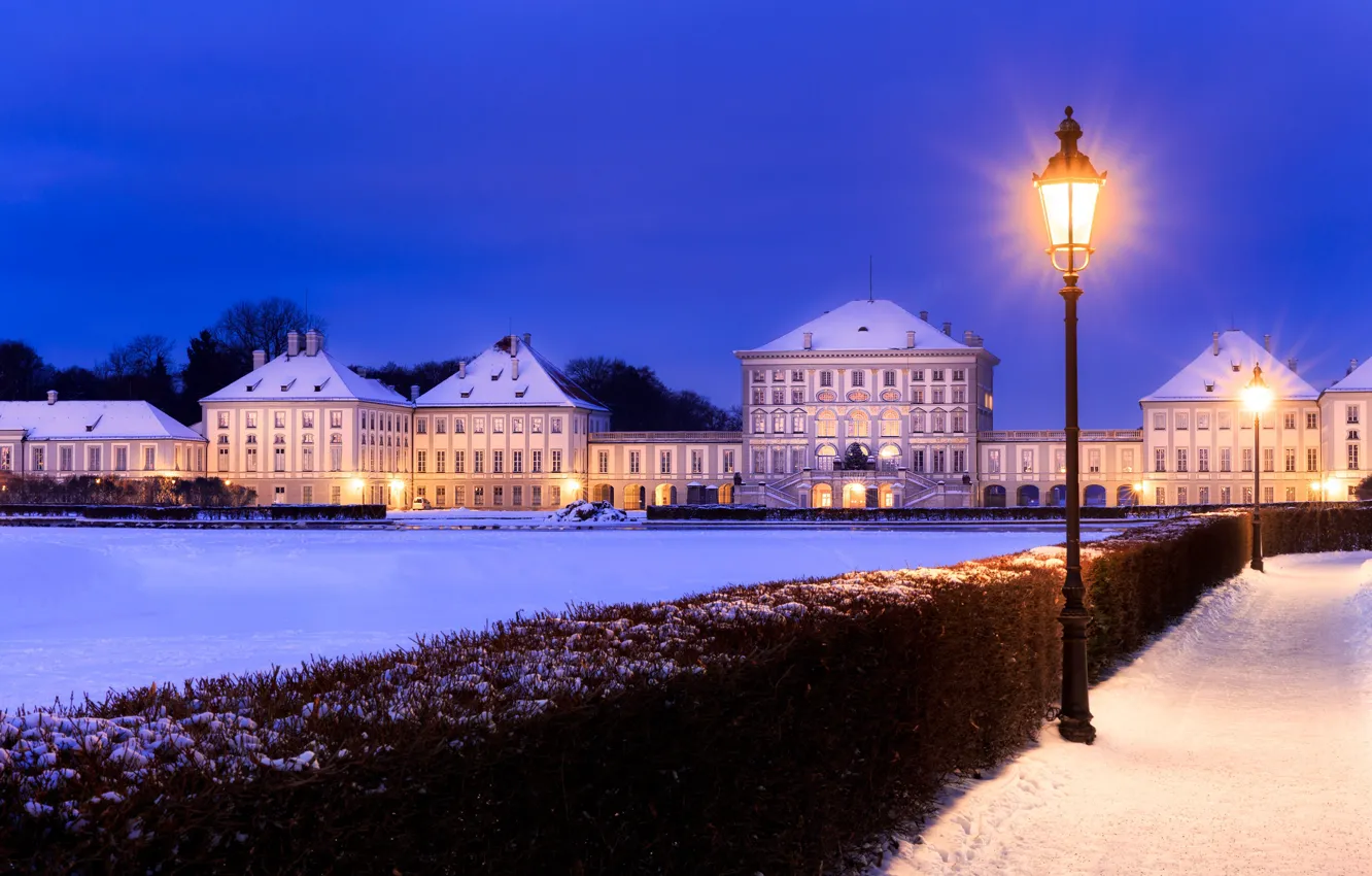 Photo wallpaper lights, Munich, Bayern, lights, Germany, Bavaria, winter.snow