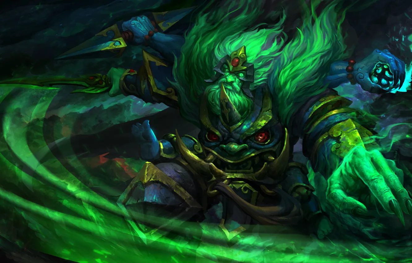 Photo wallpaper green, weapons, beauty, art, claws, dota 2, Ostarion, Wraith King