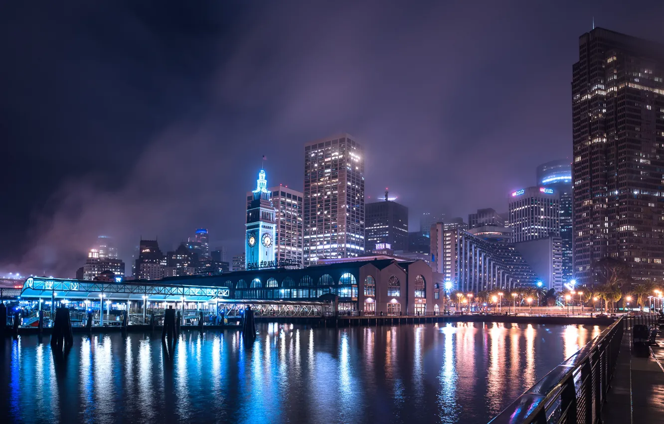 Photo wallpaper night, the city, skyscrapers, the urban landscape