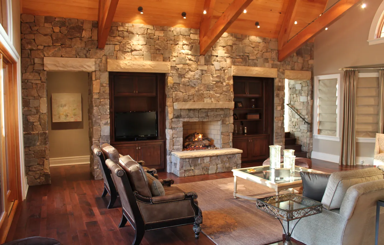 Photo wallpaper design, style, room, interior, fireplace, living room