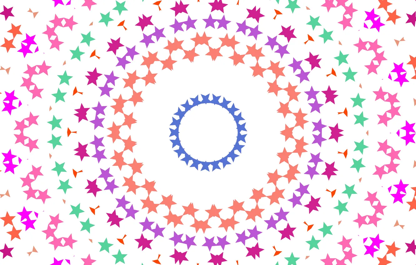Photo wallpaper stars, pattern, round, white background, kaleidoscope