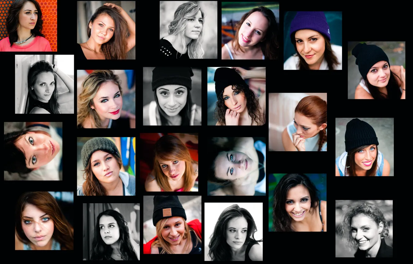Photo wallpaper emotions, collage, girls are different, how many good girls