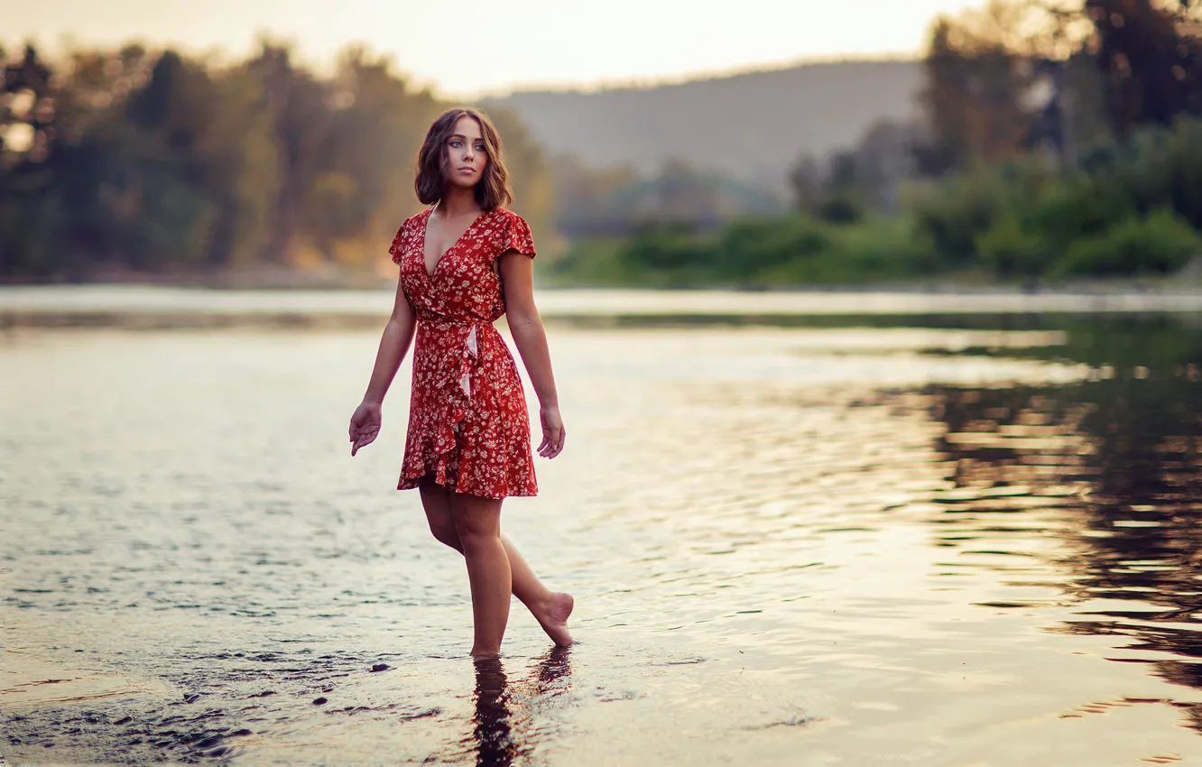 Photo wallpaper water, girl, dress, hairstyle, Lena, Sergei Bidong