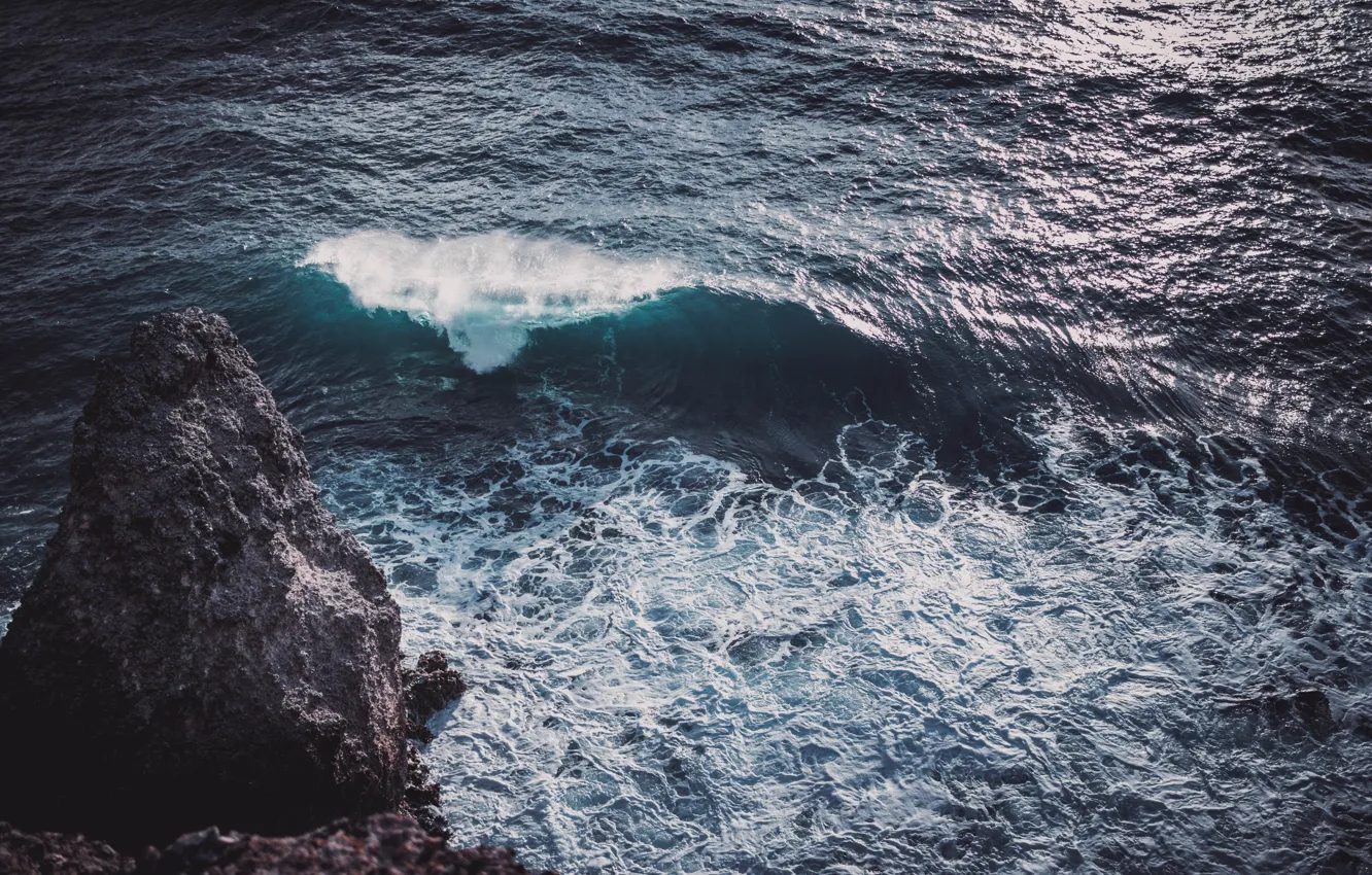 Photo wallpaper sea, water, rock, wave, rock, sea, water, wave