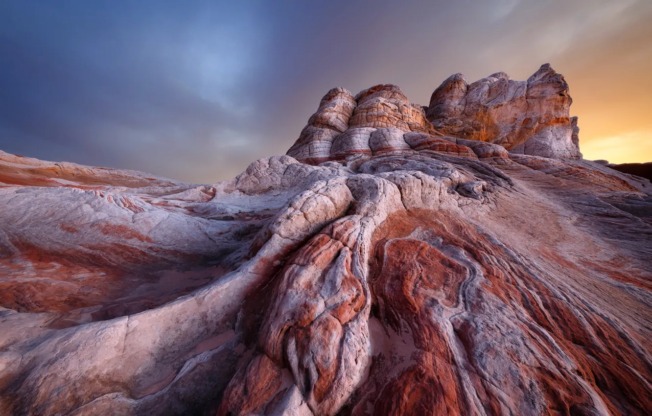 Photo wallpaper sunset, mountains, nature