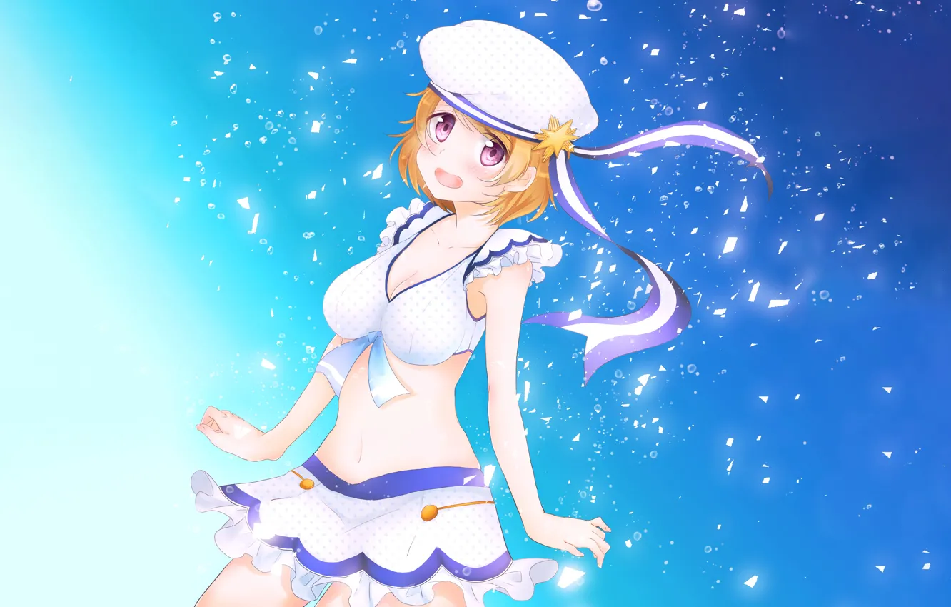 Photo wallpaper girl, sexy, cleavage, boobs, anime, beautiful, short hair, pretty