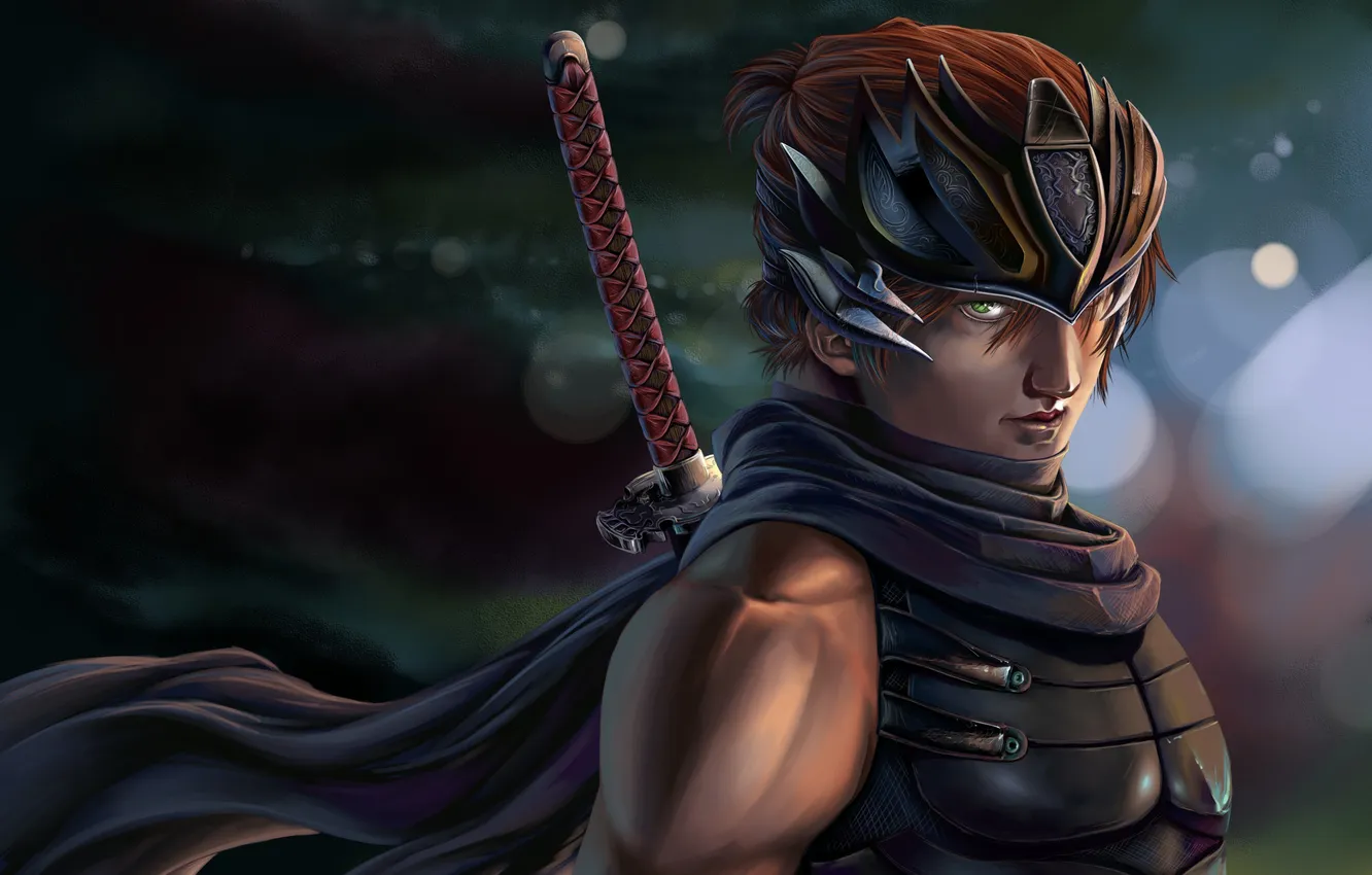 Photo wallpaper sword, katana, art, guy, dead or alive, Ryu Hayabusa