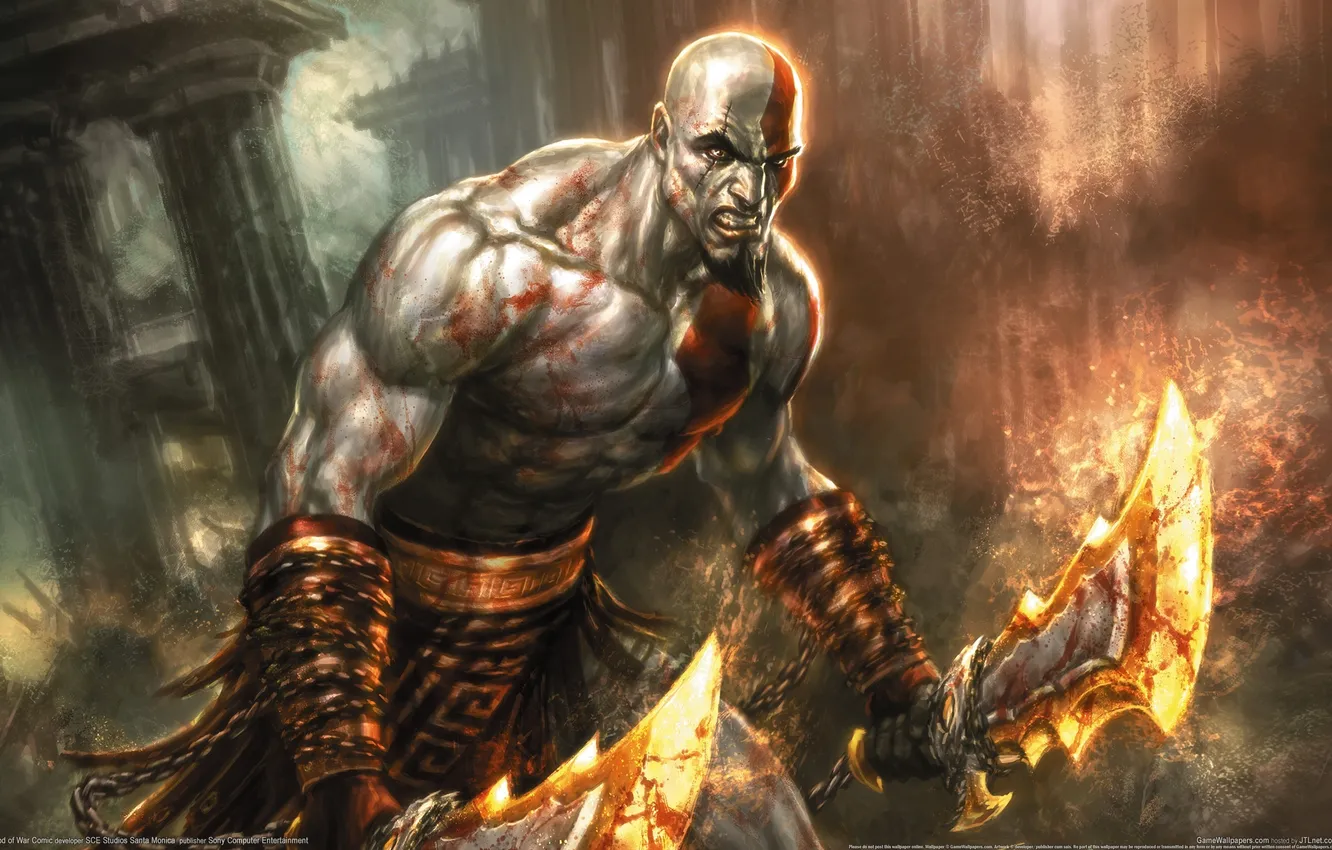 Photo wallpaper Kratos, god of war, swords