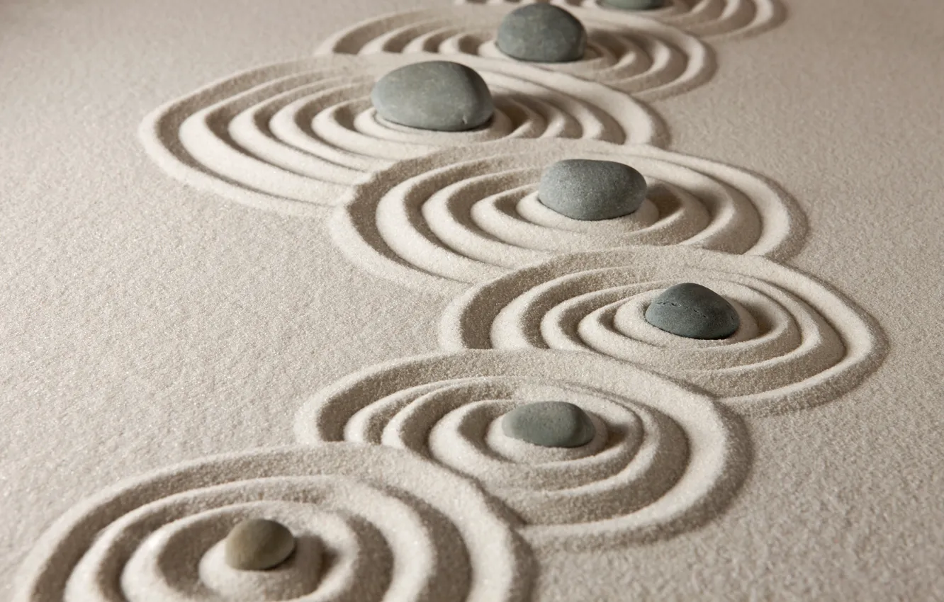 Photo wallpaper sand, stones, stone, sand, zen