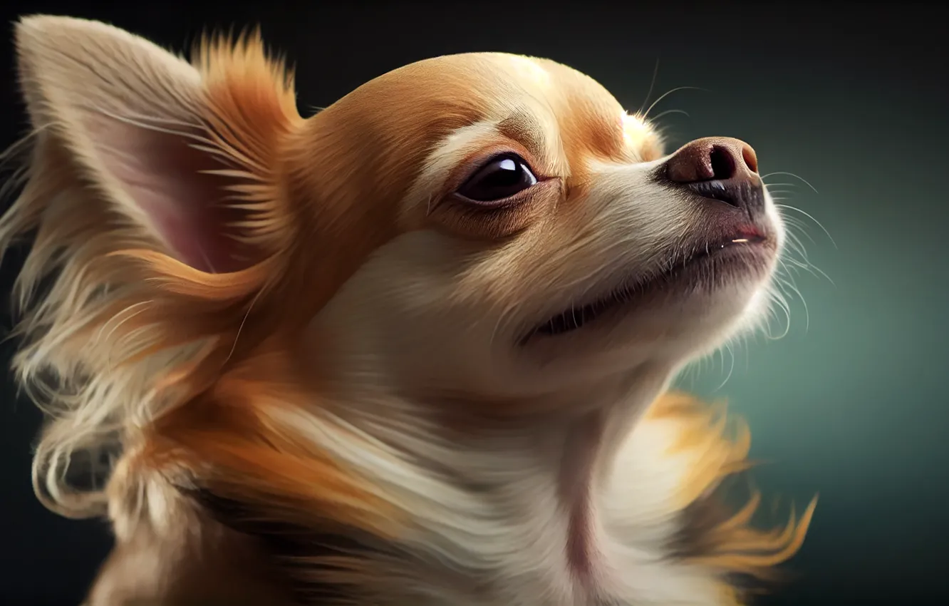 Photo wallpaper face, dog, Chihuahua, digital art, AI art, The Art of Artificial Intelligence, neural network