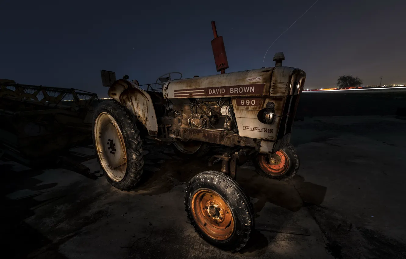 Photo wallpaper night, background, tractor