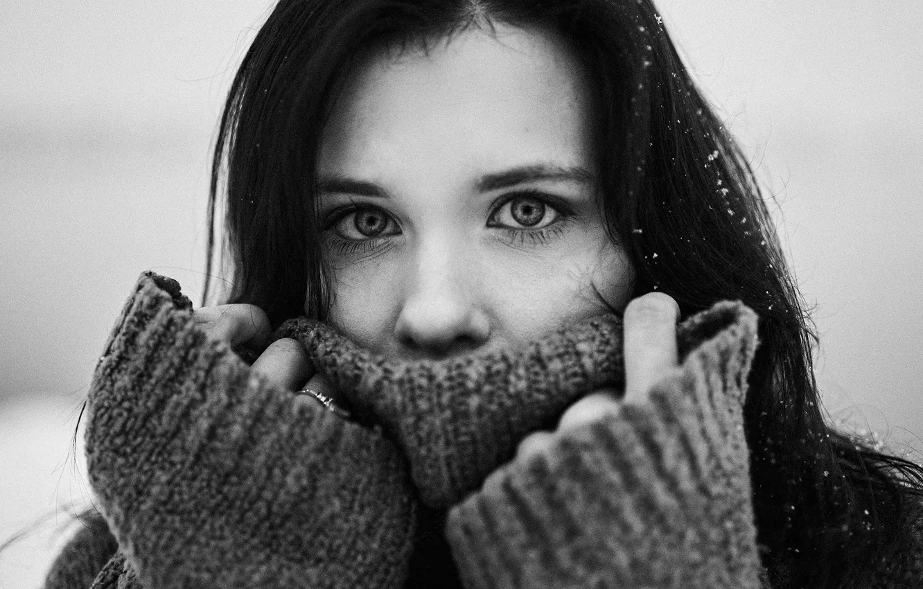Photo wallpaper girl, model, black and white, Artem Semakin