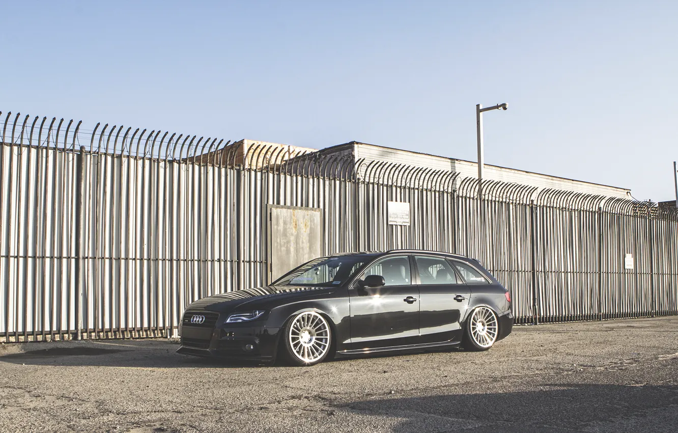 Photo wallpaper Audi, black, wagon, stance, before