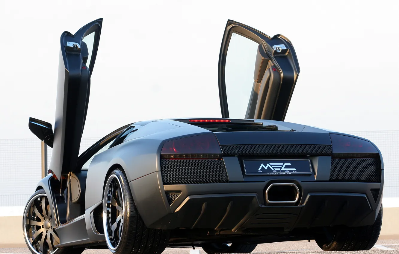 Photo wallpaper Lamborghini, Matt, the door, Lamborghini, murcielago, the rear part, Lambo-doors, murciélago