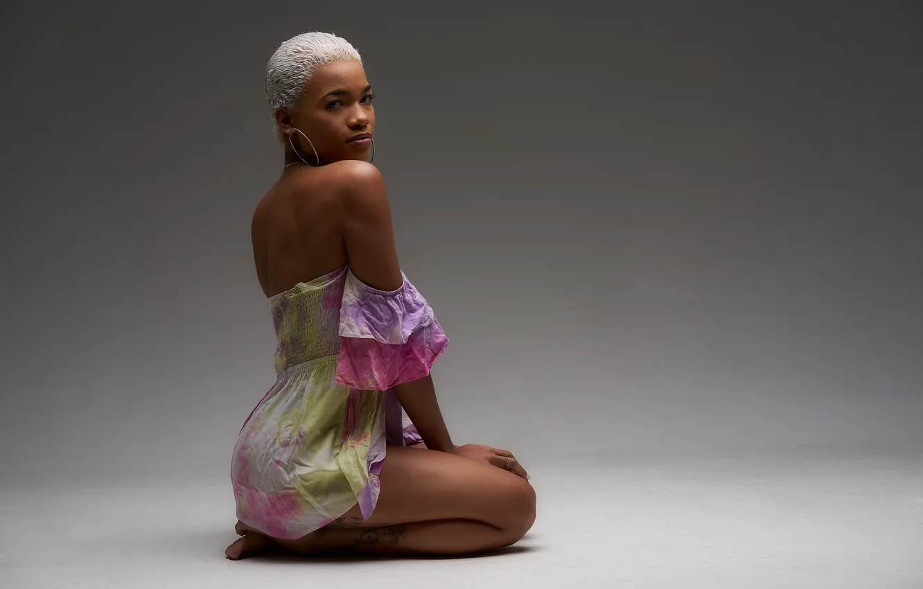 Photo wallpaper model, pretty, white hair, mulata, Shorthair, brownskin