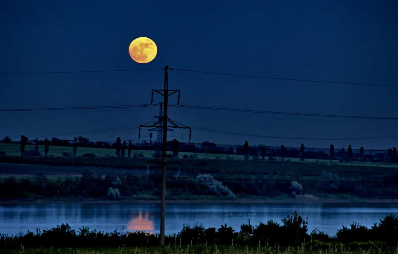 Photo wallpaper night, the moon, Landscape