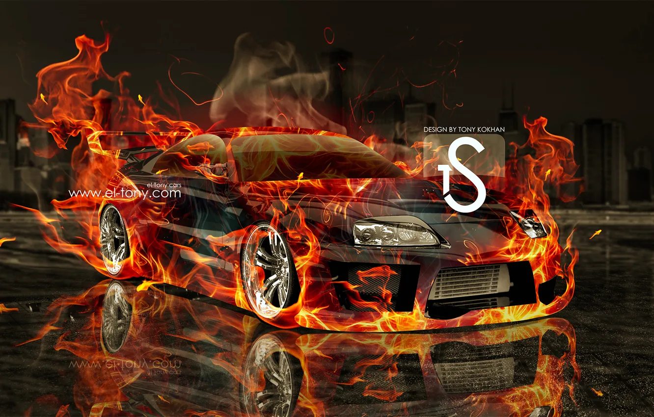 Photo wallpaper Toyota, Fire, Speed, Supra, el Tony Cars
