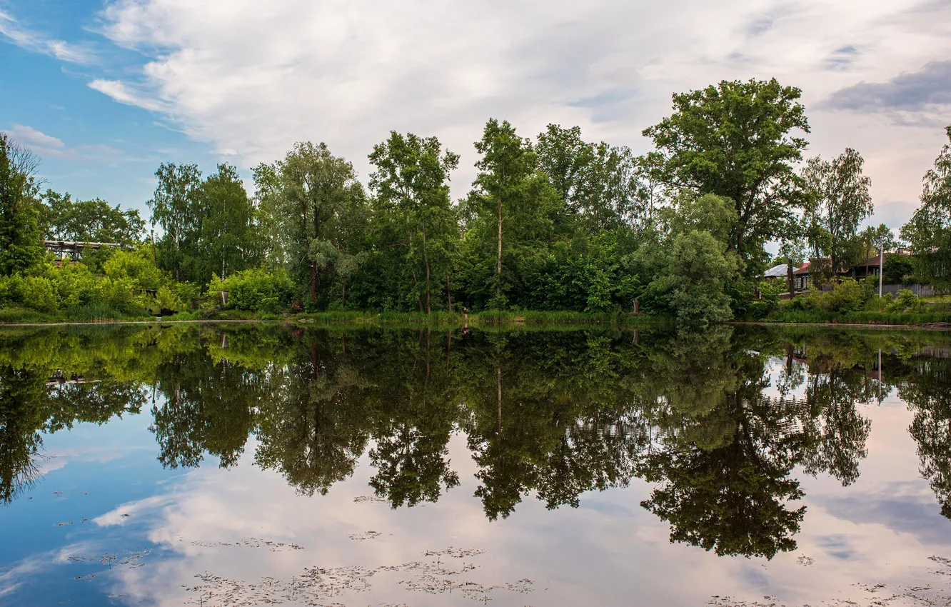 Photo wallpaper summer, the sky, water, trees, reflection, river, Russia, Vladimir Vasiliev