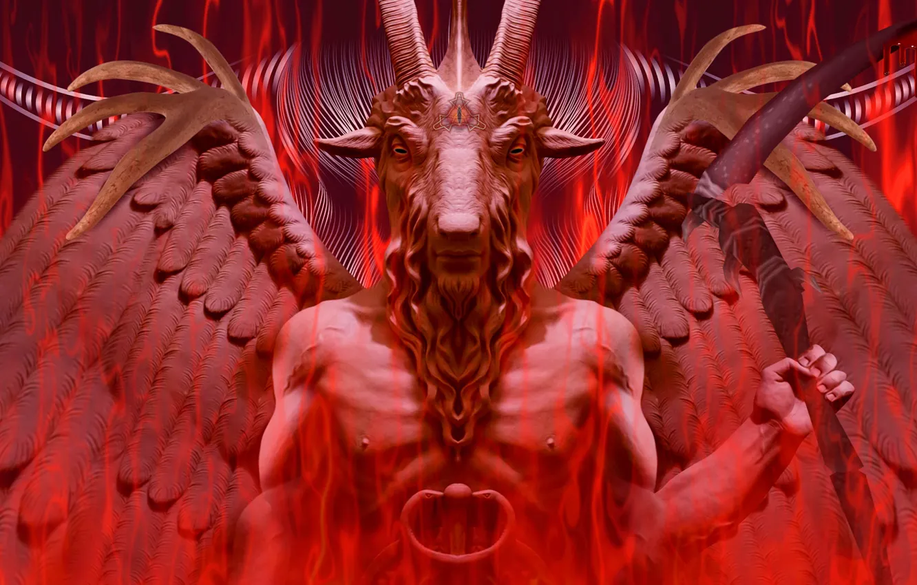 Photo wallpaper look, skull, wings, the demon, horns, evil, the devil, horror